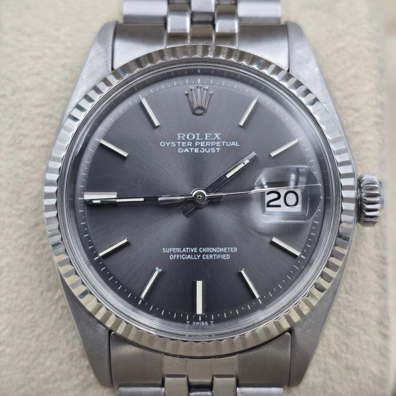 Rolex Datejust 1601 Stainless Steel Factory Grey Dial Jubilee 36mm Watch