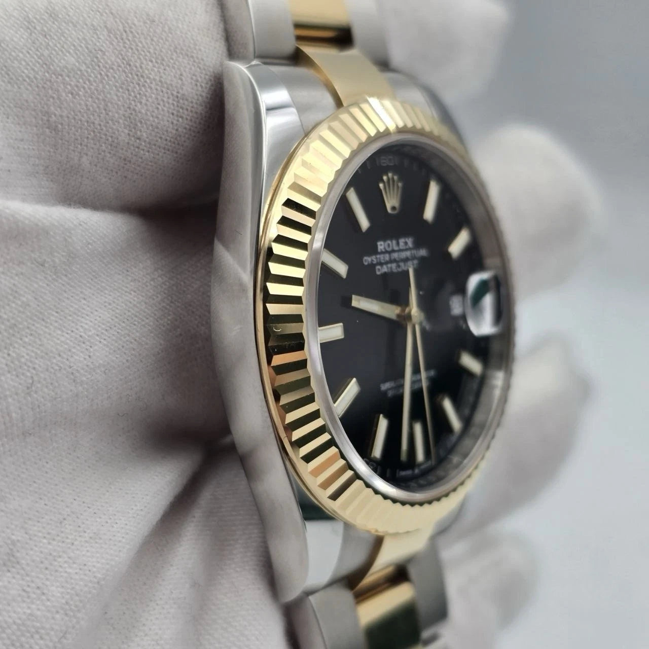 PAPERS 2023 Rolex Datejust 41mm 18K Two Tone Black Dial Oyster 126333 BOX