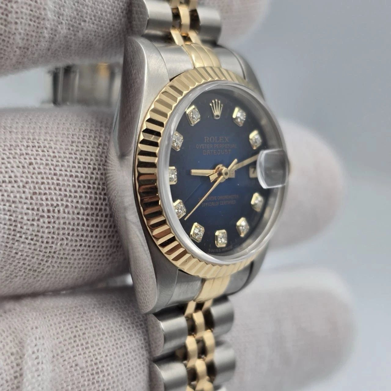PAPERS Rolex Lady Datejust 69173 Blue Diamond Vignette Dial TT Jubilee 26mm