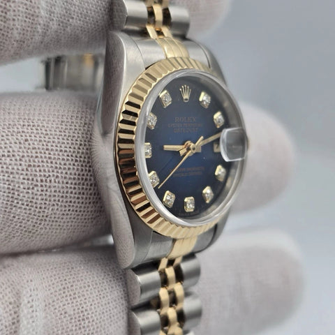 PAPERS Rolex Lady Datejust 69173 Blue Diamond Vignette Dial TT Jubilee 26mm