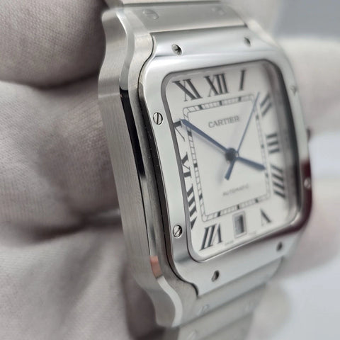 NEW 2026 Cartier Santos de Cartier Stainless Steel Large White Dial WSSA0018