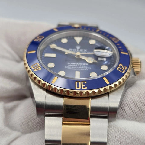 PAPERS 2021 Rolex Submariner Blue Dial Two Tone Gold 41mm Watch 126613LB BOX