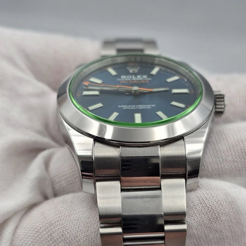 PAPERS 2021 Rolex Milgauss 40mm Steel Blue Dial Green Crystal 116400GV BOX