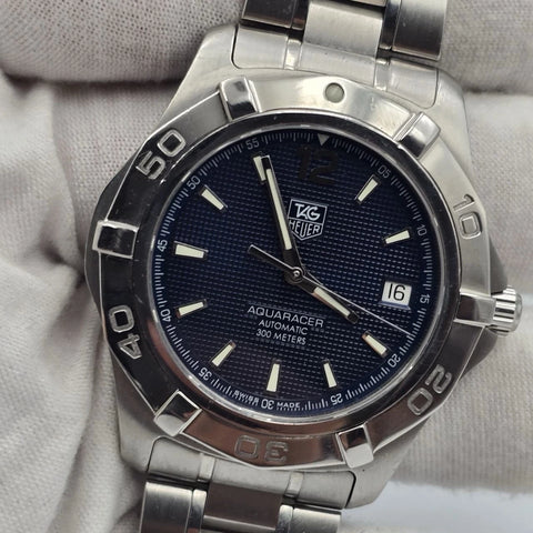 Tag Heuer Aquaracer WAF2112 38mm Automatic Dive Watch Blue Dial Stainless Steel
