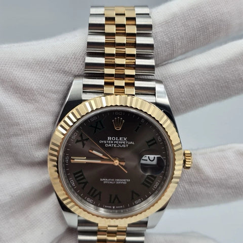 2022 PAPERS Rolex Datejust 41mm 18K Two Tone Wimbledon Dial Jubilee 126333 BOX