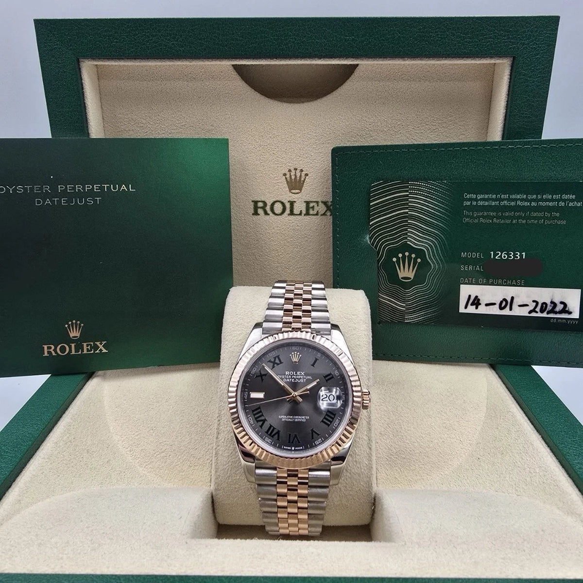PAPERS 2022 Rolex Datejust 41mm 126331 Two-Tone Jubilee Wimbledon Dial BOX