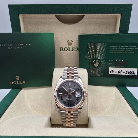 PAPERS 2022 Rolex Datejust 41mm 126331 Two-Tone Jubilee Wimbledon Dial BOX