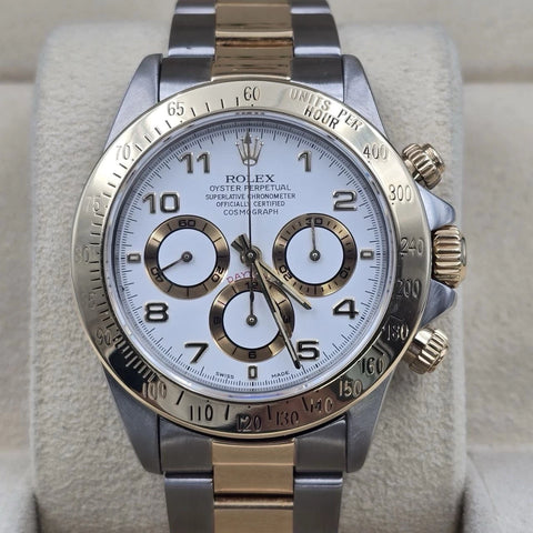 Rolex Daytona 16523 Zenith White Dial Yellow Gold Two Tone 40mm Watch