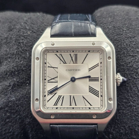 PAPERS Cartier Santos Dumont XL Silver Dial Manual Wind Watch WSSA0032 BOX