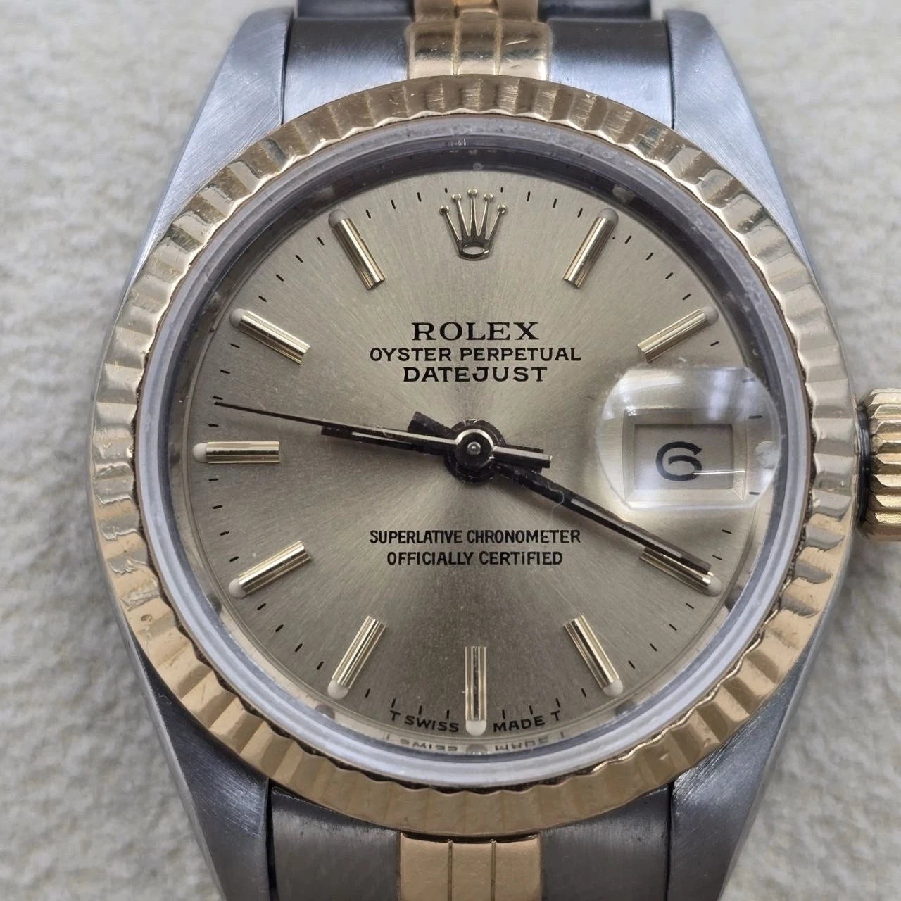 Rolex Lady Datejust 26mm Two Tone Yellow Gold Steel Champagne Dial 69173