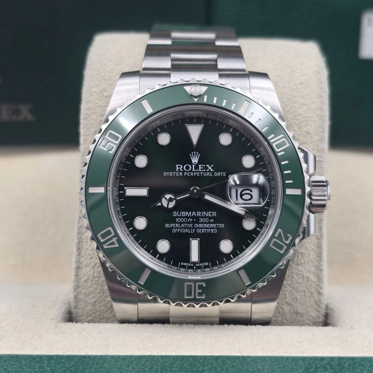 2016 PAPERS Rolex Submariner Hulk 116610LV Green 40mm Ceramic Watch BOX