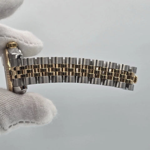 PAPERS MINT Rolex Datejust 18k Two Tone Champagne Diamond Dial 26mm Watch 179173