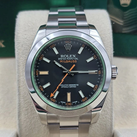 PAPERS 2020 Rolex Milgauss 40mm Steel Black Dial Green Crystal 116400GV BOX