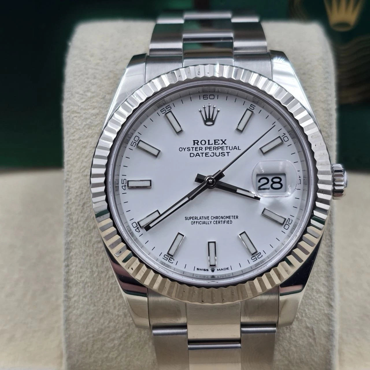 PAPERS 2024 Rolex Datejust 41mm 126334 Stainless Steel Oyster White Dial BOX
