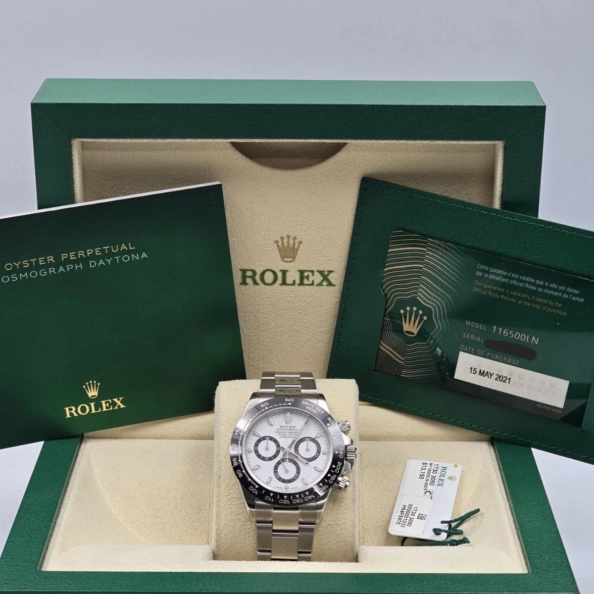 2021 PAPERS Rolex Daytona 116500LN Panda White Dial Ceramic 40mm Steel Watch BOX