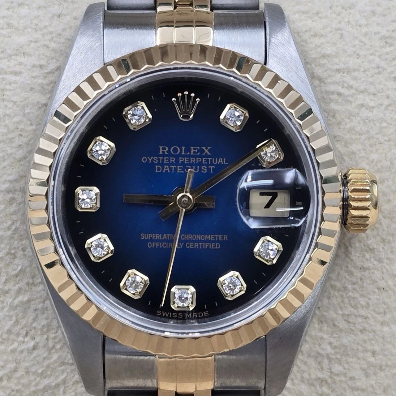 PAPERS Rolex Lady Datejust 69173 Blue Diamond Vignette Dial TT Jubilee 26mm