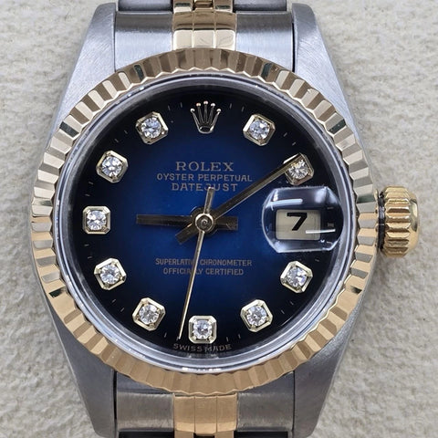 PAPERS Rolex Lady Datejust 69173 Blue Diamond Vignette Dial TT Jubilee 26mm