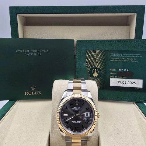 PAPERS 2025 Rolex Datejust 41mm Two Tone Wimbledon Dial Oyster 126333 BOX