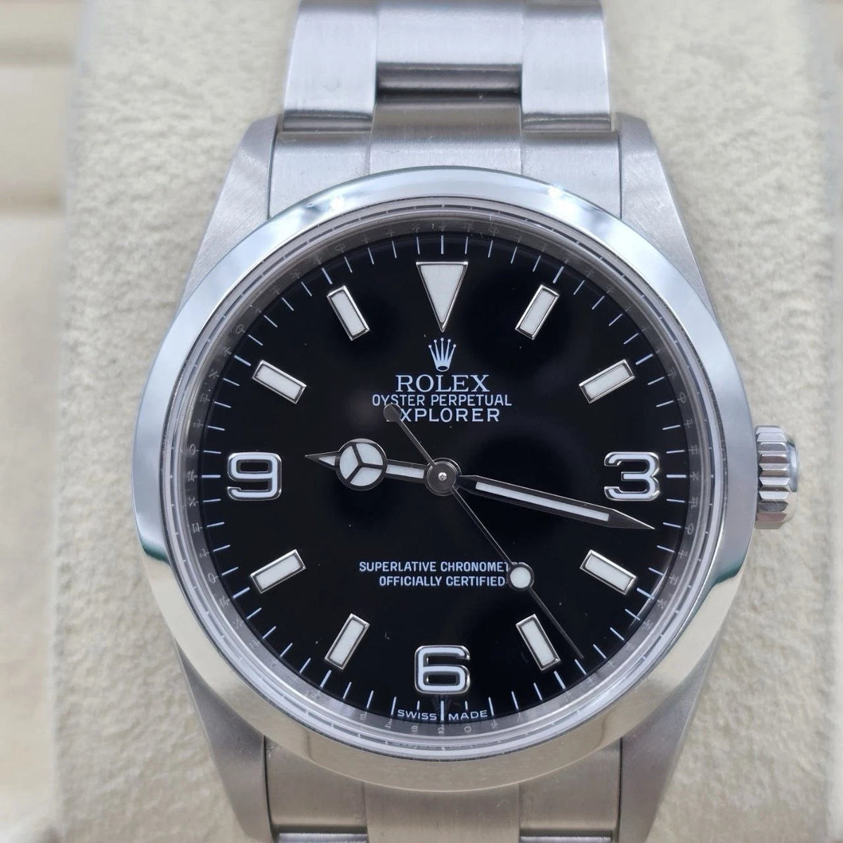 2009 Rolex Explorer l 114270 Engraved 36mm Steel Black Dial Watch
