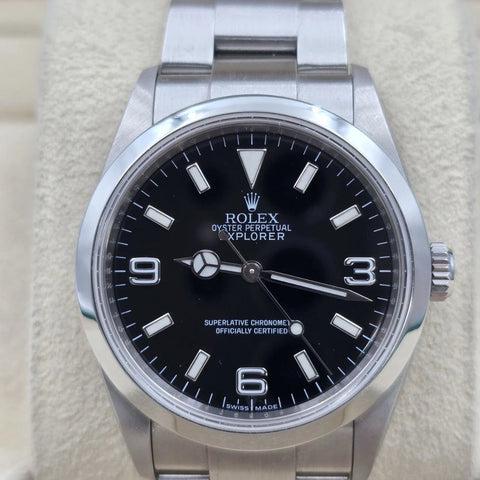 2009 Rolex Explorer l 114270 Engraved 36mm Steel Black Dial Watch