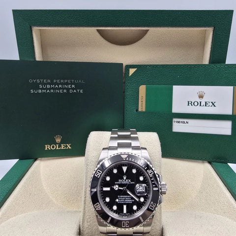 2015 PAPERS Rolex Submariner Date 116610LN Steel Black Ceramic 40mm Watch BOX