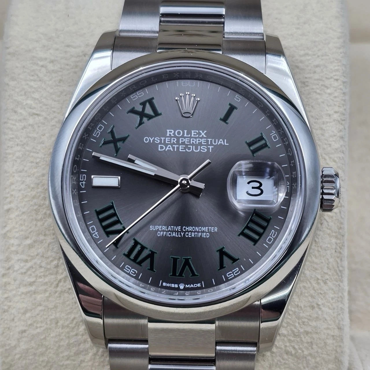 PAPERS 2024 Rolex Datejust 36mm Wimbledon 126200 Oyster Smooth Bezel BOX