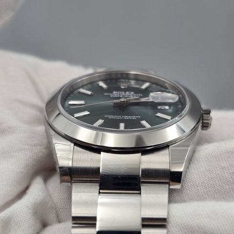 2026 PAPERS Rolex Datejust 41mm 126300 Mint Green Stick Dial Smooth Oyster BOX