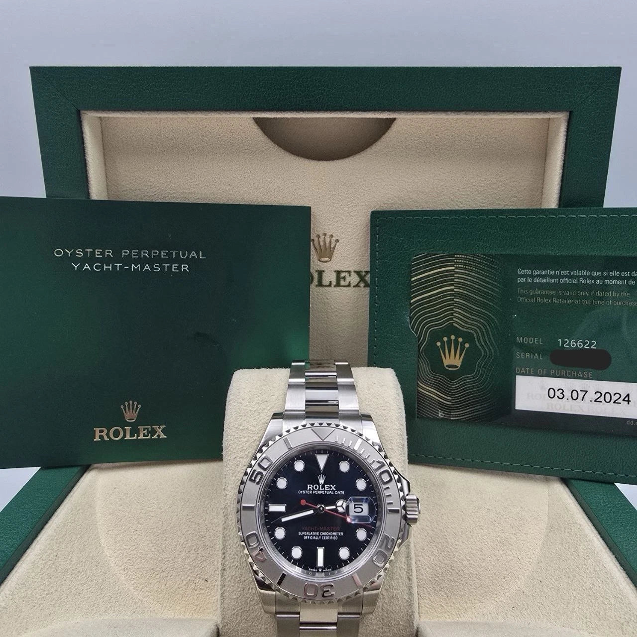 PAPERS 2024 Rolex Yacht-Master 40mm “Captain America” Blue Dial 126622 BOX