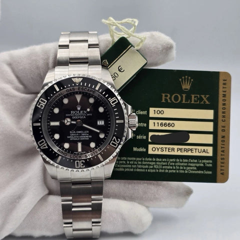 2013 PAPERS Rolex Sea-Dweller Deepsea 44mm Black Ceramic Steel Dive Watch 116660