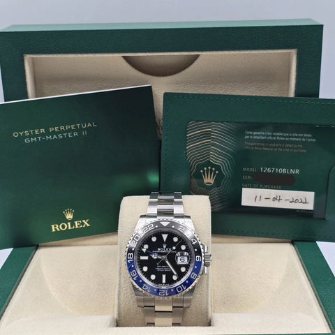 2022 PAPERS Rolex GMT Master II Batman Steel Oyster Bracelet 126710BLNR BOX