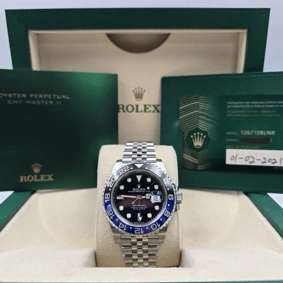 2021 PAPERS Rolex GMT-Master II 126710BLNR Batgirl Jubilee 40mm Watch BOX