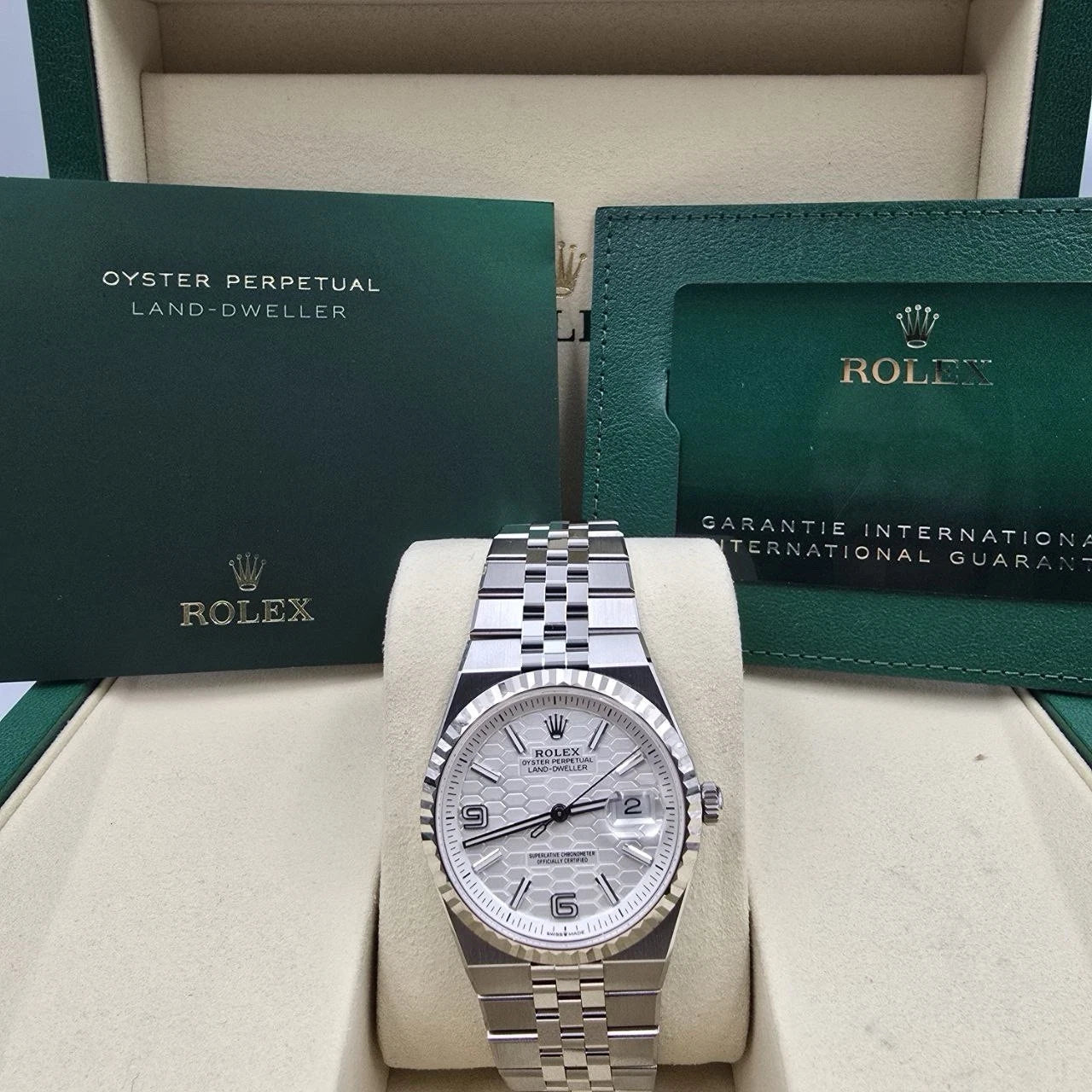 NEW 2026 Rolex Land-Dweller 127234 Steel Honeycomb White Dial 36mm Watch