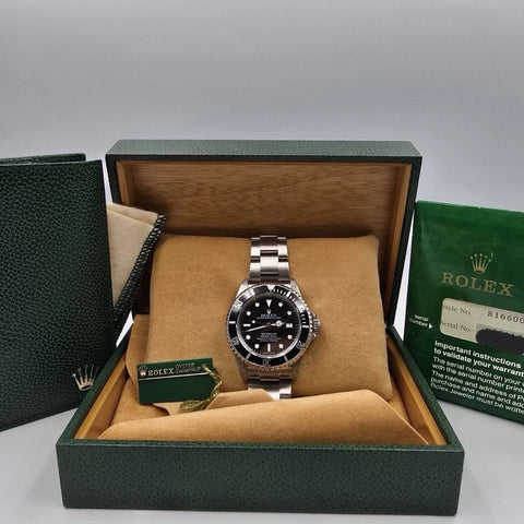 PAPERS 2001 Rolex Sea-Dweller 16600 Stainless Steel Black Dial 40mm Watch BOX