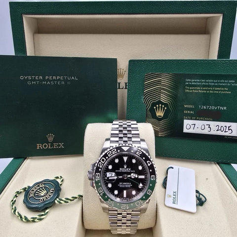 PAPERS 2025 Rolex GMT-Master II “Sprite” 40mm 126720VTNR Jubilee Black Dial BOX