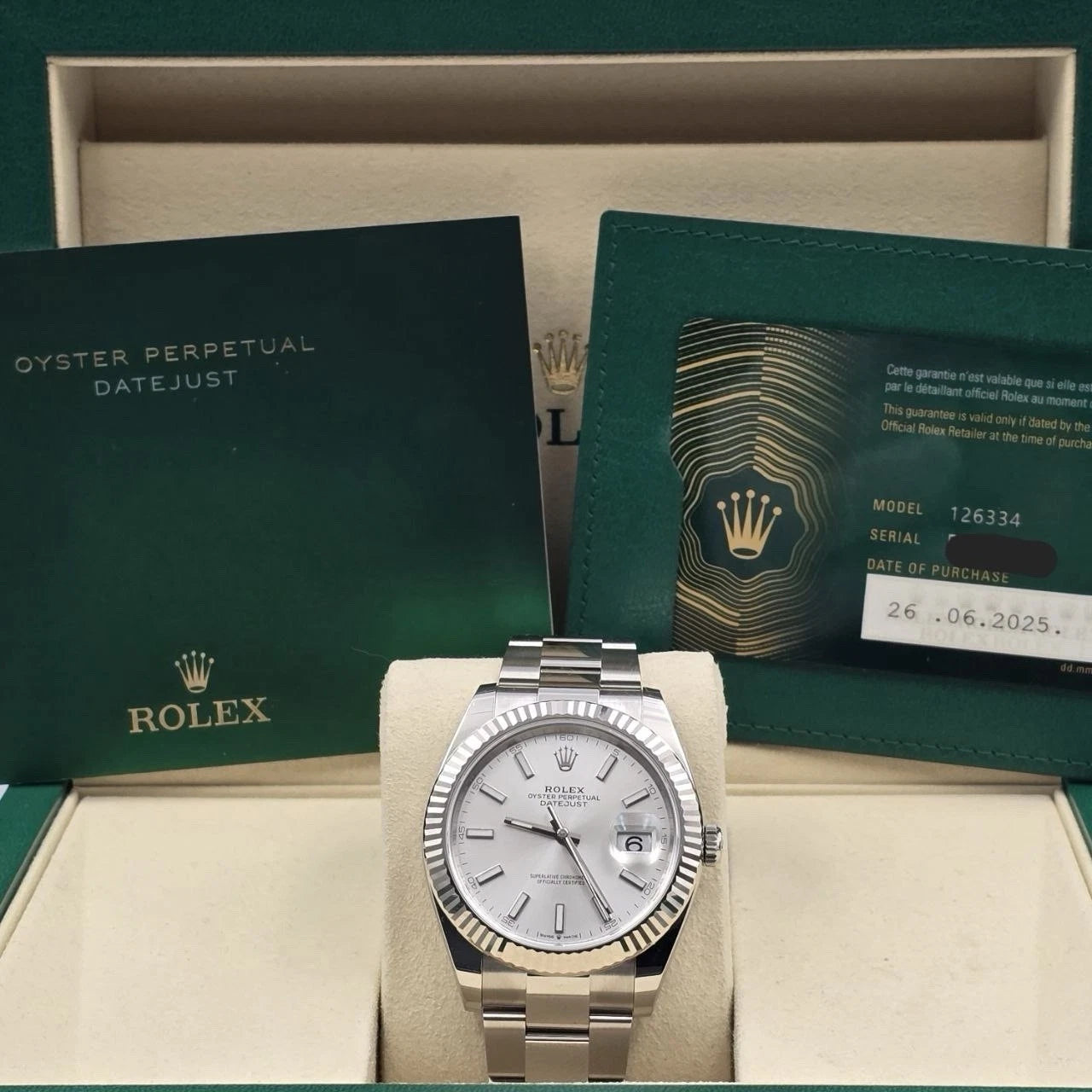 NEW 2025 Rolex Datejust 41mm 126334 Stainless Steel Oyster Silver Stick Dial