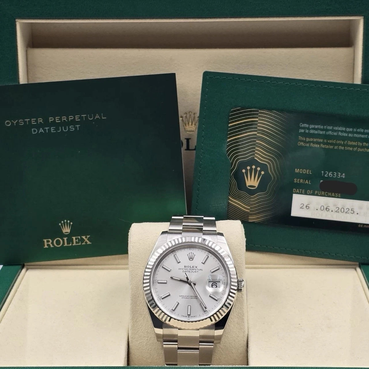 NEW 2025 Rolex Datejust 41mm 126334 Stainless Steel Oyster Silver Stick Dial