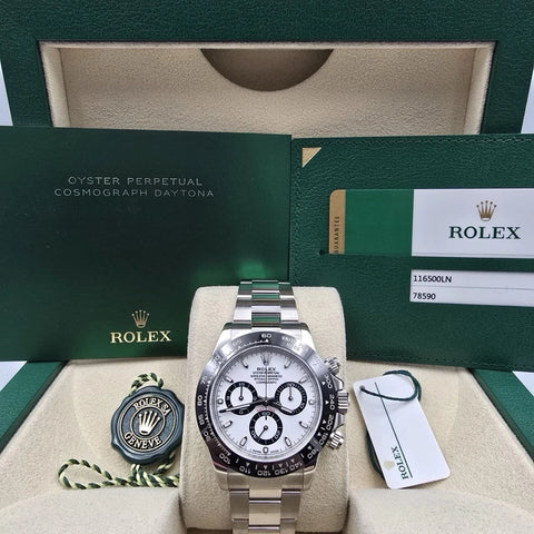 2019 PAPERS Rolex Daytona 116500LN White Dial Panda Ceramic 40mm Steel Watch BOX