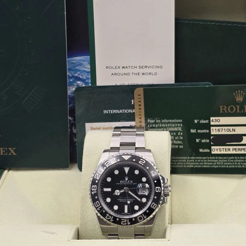 PAPERS 2011 Rolex GMT Master II 116710LN Steel Ceramic "Green Arrow" 40mm BOX