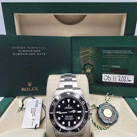 PAPERS 2024 Rolex Submariner No Date Ceramic Stainless Steel 41mm 124060 BOX