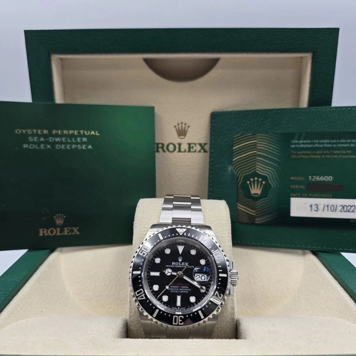 2022 PAPERS Rolex Sea-Dweller Black Red Letters Stainless Steel 43mm 126600 BOX