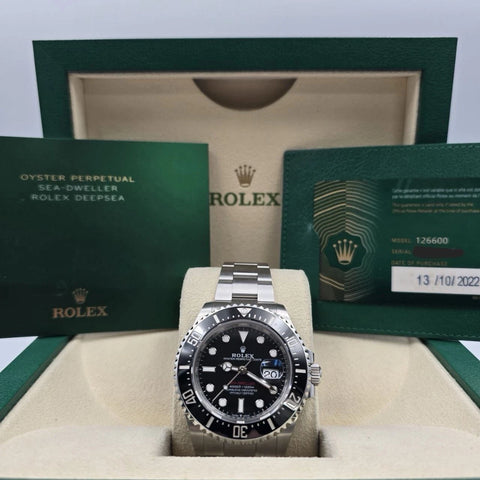 2022 PAPERS Rolex Sea-Dweller Black Red Letters Stainless Steel 43mm 126600 BOX