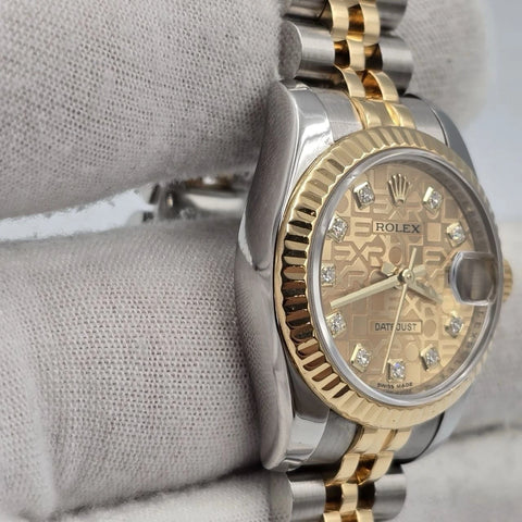 2008 Rolex Lady Datejust 26mm Anniversary Champagne Diamond Dial Hidden Clasp