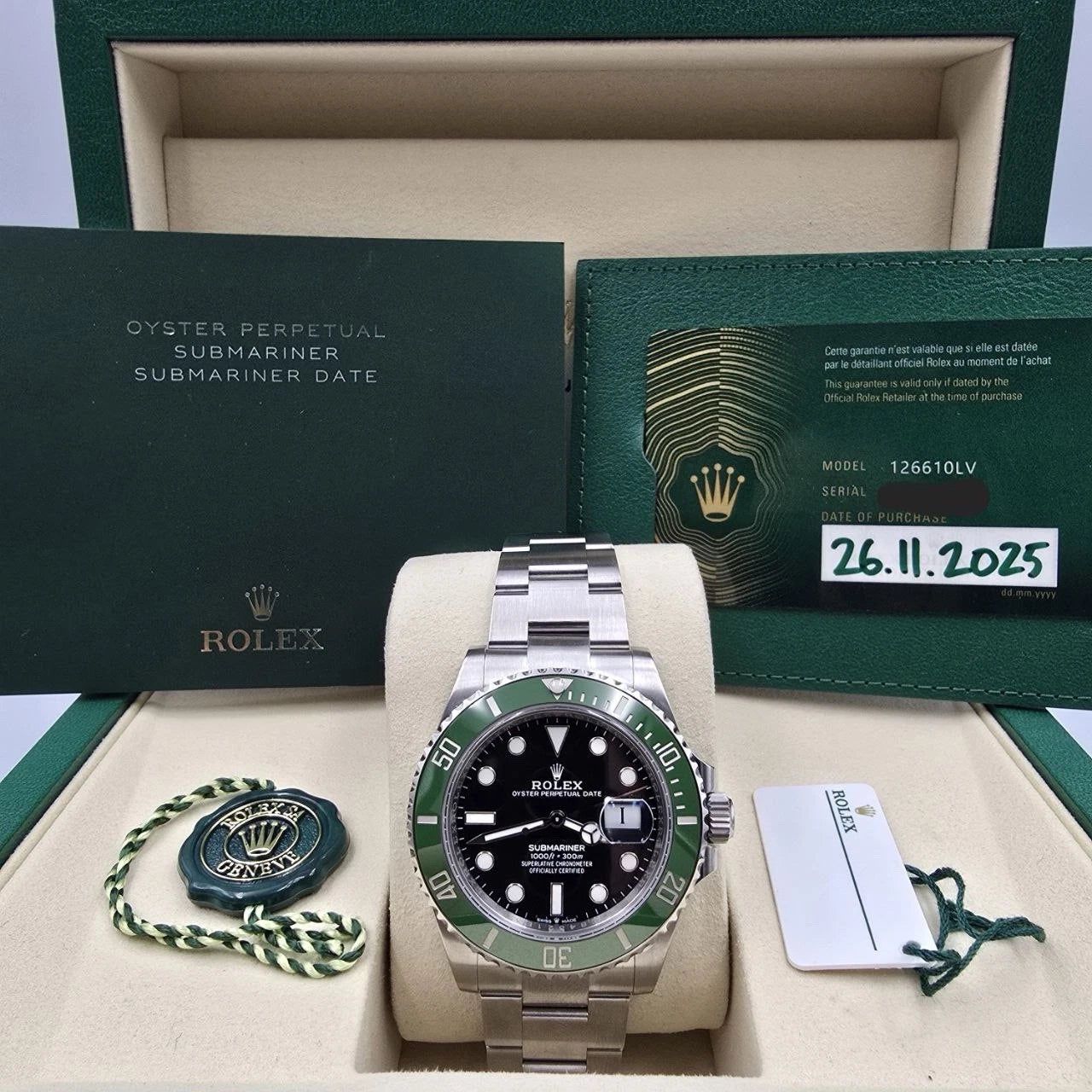 PAPERS 2025 Rolex Submariner Date Starbucks Green Bezel Black 41mm 126610LV BOX