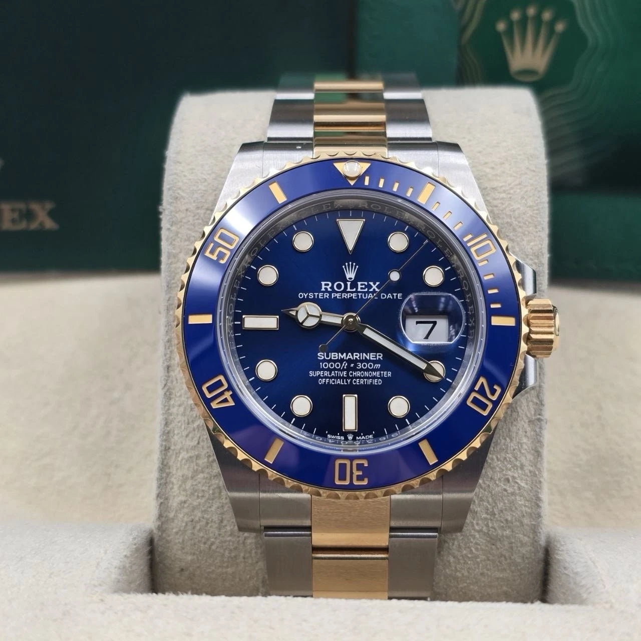 2021 PAPERS Rolex Submariner Blue Dial Two Tone Gold 41mm Watch 126613LB BOX