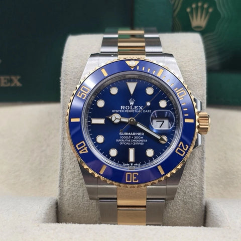 2021 PAPERS Rolex Submariner Blue Dial Two Tone Gold 41mm Watch 126613LB BOX