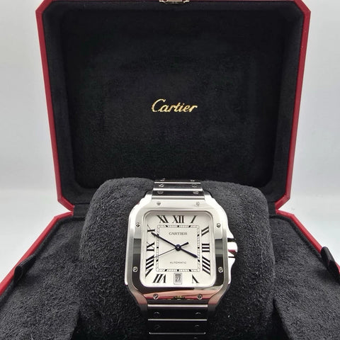 NEW 2026 Cartier Santos de Cartier Stainless Steel Large White Dial WSSA0018