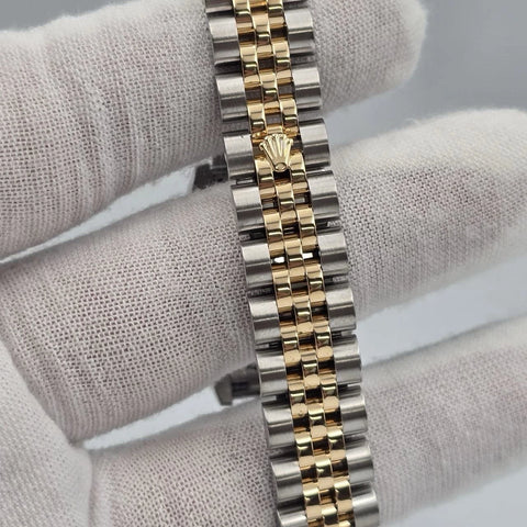 PAPERS MINT Rolex Datejust 18k Two Tone Champagne Diamond Dial 26mm Watch 179173