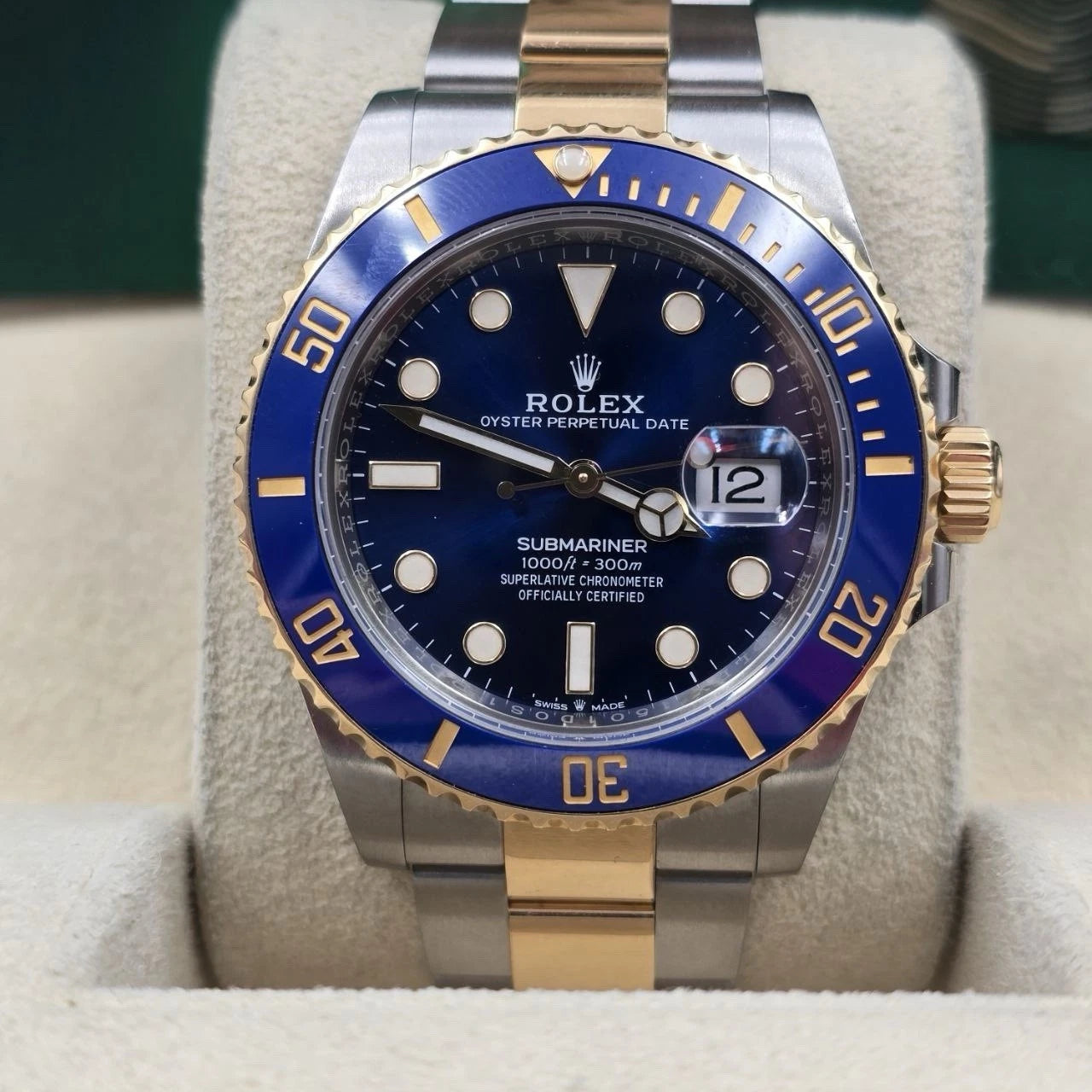 PAPERS 2021 Rolex Submariner Blue Dial Two Tone Gold 41mm Watch 126613LB BOX