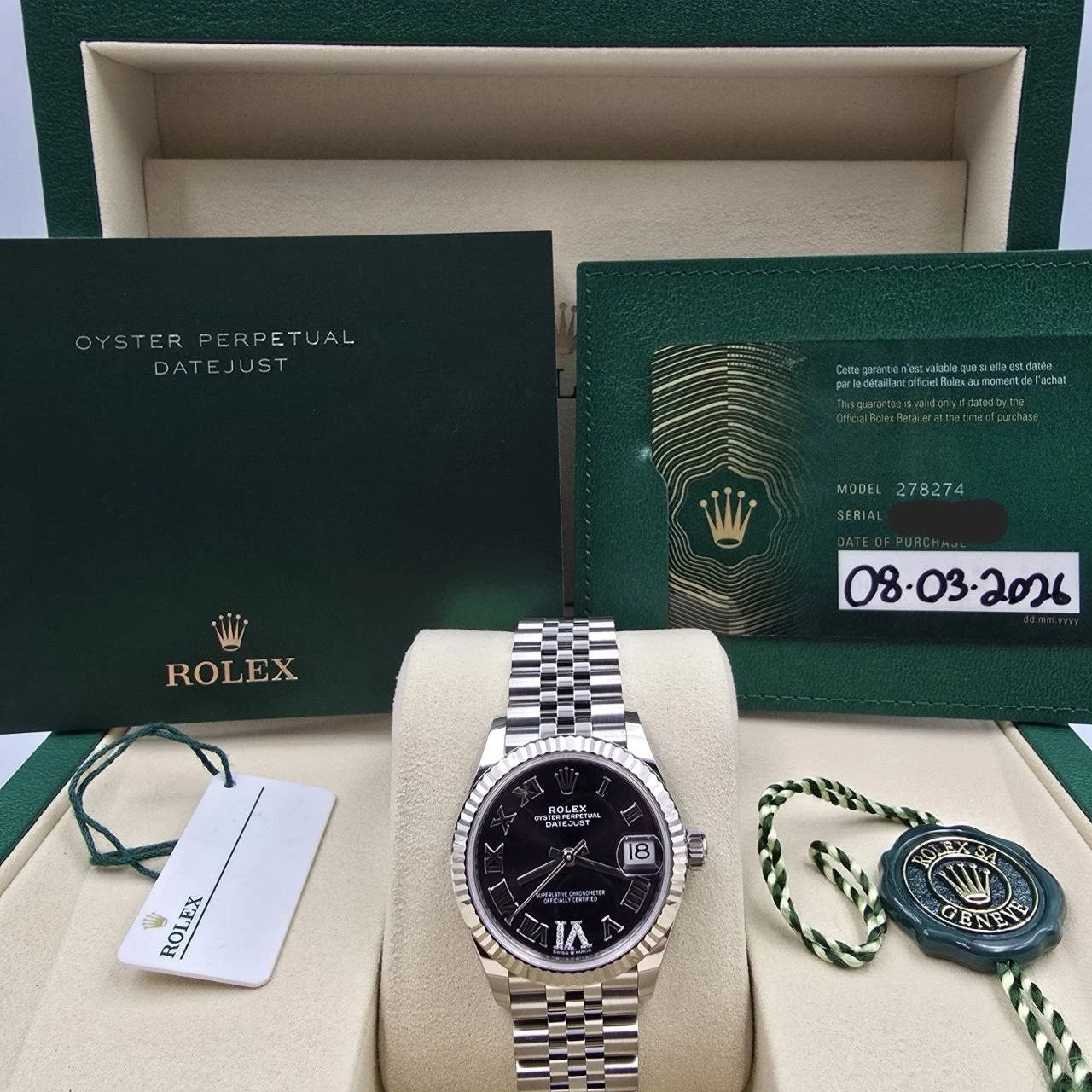 NEW 2026 Rolex Datejust 31mm Purple Roman Diamond 6 Dial Steel Jubilee 278274