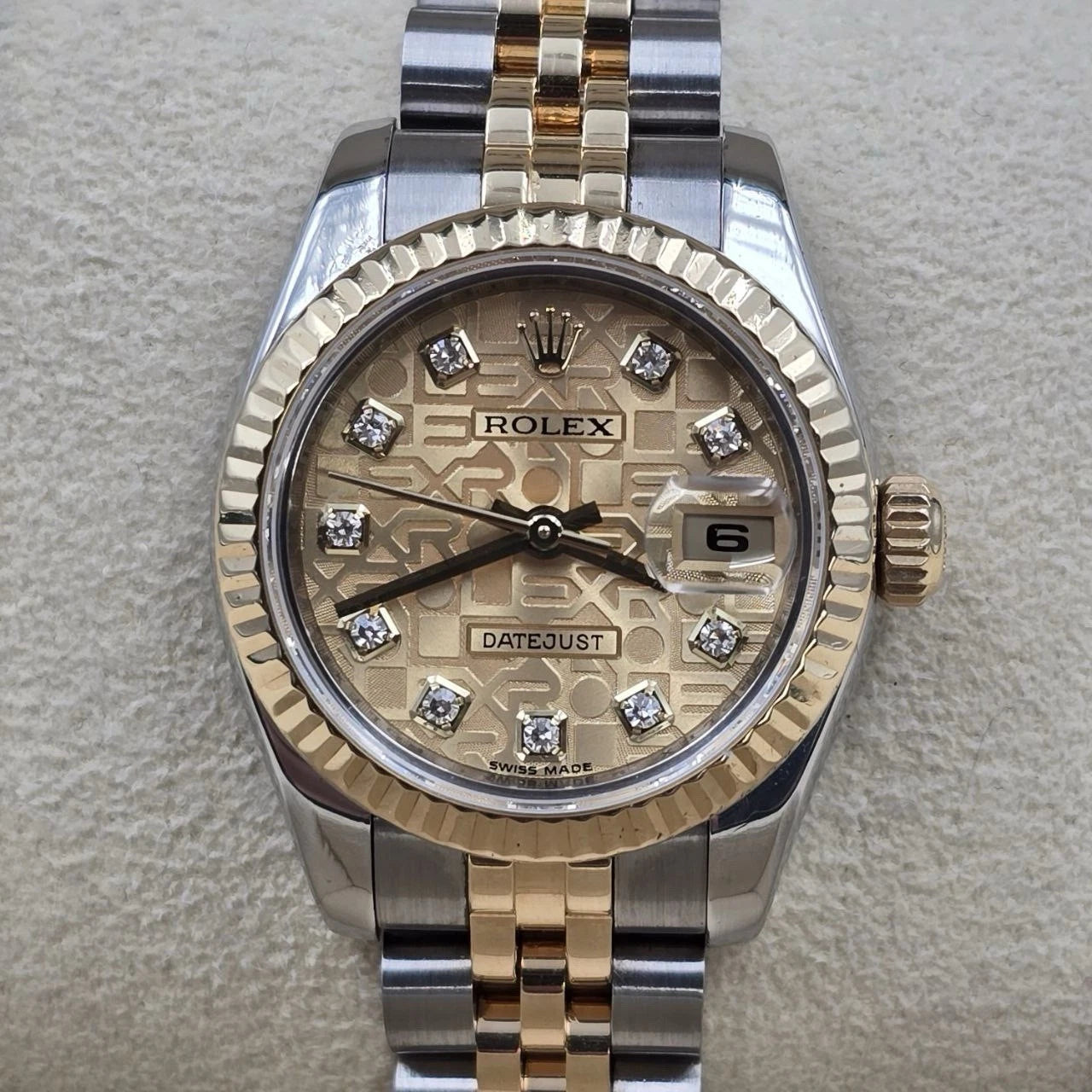 2008 Rolex Lady Datejust 26mm Anniversary Champagne Diamond Dial Hidden Clasp